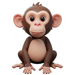 Fototapeta premium Adorable 3D Render of a Baby Chimpanzee Sitting, Innocent Expression, Cute Cartoon Monkey