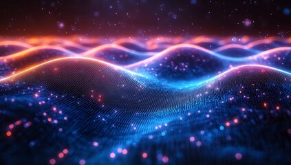 Fototapeta premium Abstract Digital Waves: A Symphony of Light and Data
