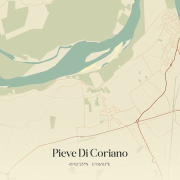 Vintage map of Pieve Di Coriano, Italy.