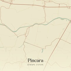 Naklejka premium Vintage map of Pincara, Italy.