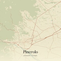 Obraz premium Vintage map of Pinerolo, Italy.
