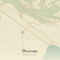 Vintage map of Piverone, Italy.