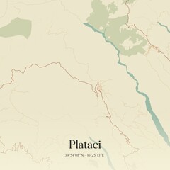 Vintage map of Plataci, Italy.