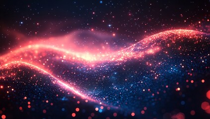 Obraz premium Celestial Waves: A Symphony of Red and Blue Cosmic Dust
