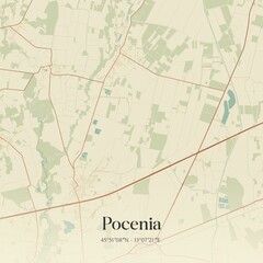 Vintage map of Pocenia, Italy.