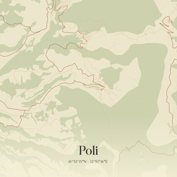 Vintage map of Poli, Italy.