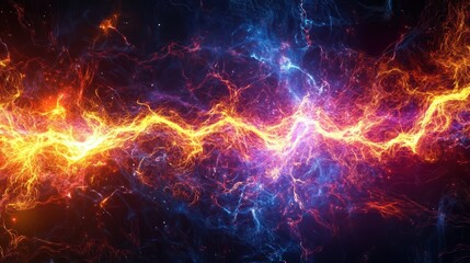 Fototapeta premium Abstract fiery and icy energy flow vibrant plasma electric lightning cosmic nebula digital art