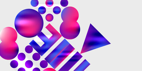 Simple shapes - circles, triangles, rectangles abstract background. Vector Illustration For Wallpaper, Banner, Background, Card, Book Illustration, landing page