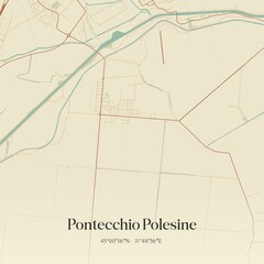 Vintage map of Pontecchio Polesine, Italy.