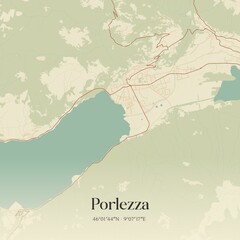 Fototapeta premium Vintage map of Porlezza, Italy.