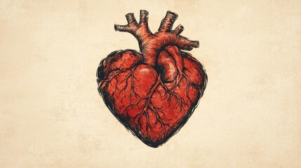 hand drawn red heart isolated