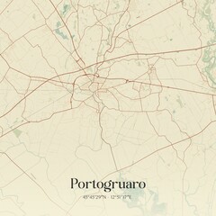 Vintage map of Portogruaro, Italy.