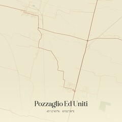 Obraz premium Vintage map of Pozzaglio Ed Uniti, Italy.