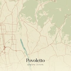 Fototapeta premium Vintage map of Povoletto, Italy.