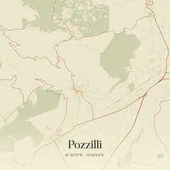 Fototapeta premium Vintage map of Pozzilli, Italy.