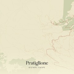 Vintage map of Pratiglione, Italy.