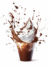 Chocolate Ice Cream Sundae Splash: A Delicious Dessert Photography
