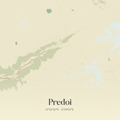 Vintage map of Predoi, Italy.