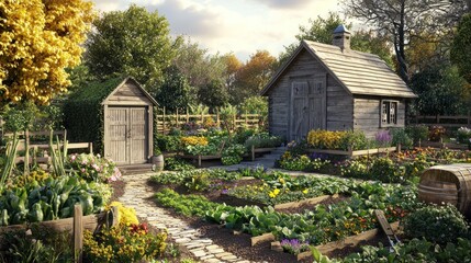 Serene Cottage Garden: A Picturesque Haven of Rustic Charm and Abundant Blooms