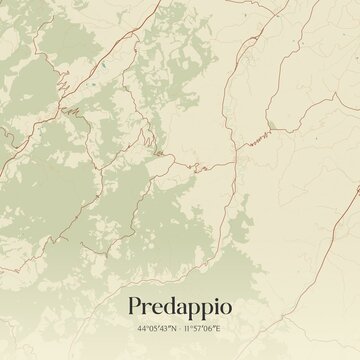 Vintage map of Predappio, Italy.