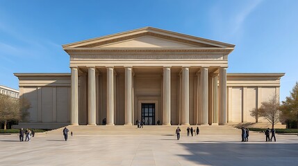Neoclassical Building With Columns and Wide Steps
