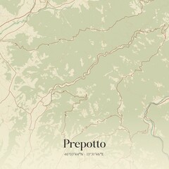 Fototapeta premium Vintage map of Prepotto, Italy.