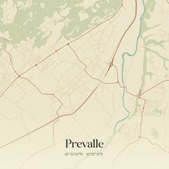 Fototapeta premium Vintage map of Prevalle, Italy.