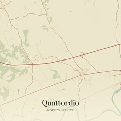 Vintage map of Quattordio, Italy.