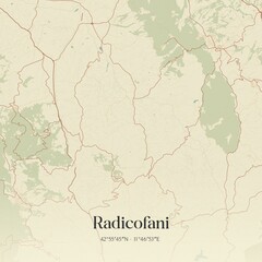 Obraz premium Vintage map of Radicofani, Italy.