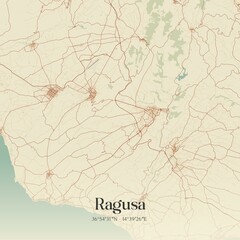 Vintage map of Ragusa, Italy.