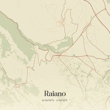 Vintage map of Raiano, Italy.