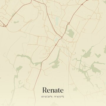 Vintage map of Renate, Italy.