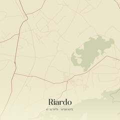 Obraz premium Vintage map of Riardo, Italy.