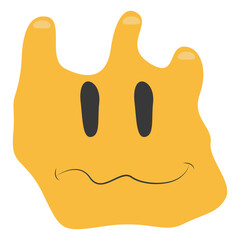 Psychedelic Melting Emoji Face. Vector Illustration in Vintage Design Style