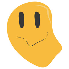 Psychedelic Melting Emoji Face. Vector Illustration in Vintage Design Style
