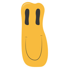 Psychedelic Melting Emoji Face. Vector Illustration in Vintage Design Style