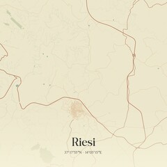 Obraz premium Vintage map of Riesi, Italy.