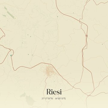 Vintage map of Riesi, Italy.