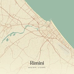 Vintage map of Rimini, Italy.