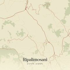Vintage map of Ripalimosani, Italy.