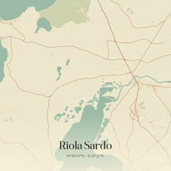 Vintage map of Riola Sardo, Italy.