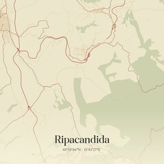 Vintage map of Ripacandida, Italy.