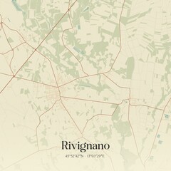 Vintage map of Rivignano, Italy.