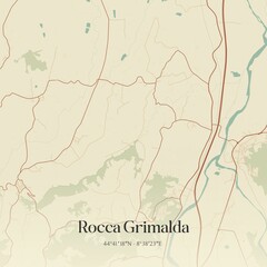 Obraz premium Vintage map of Rocca Grimalda, Italy.
