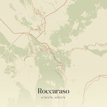 Vintage map of Roccaraso, Italy.