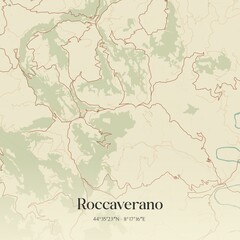 Obraz premium Vintage map of Roccaverano, Italy.