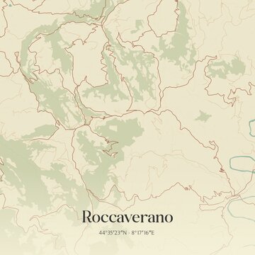 Vintage map of Roccaverano, Italy.