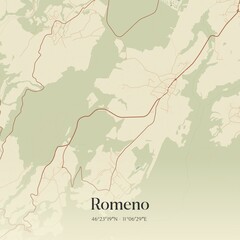 Obraz premium Vintage map of Romeno, Italy.