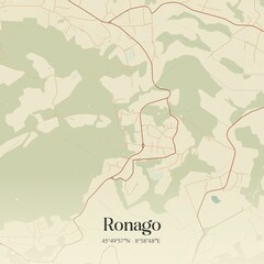 Vintage map of Ronago, Italy.