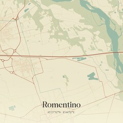 Vintage map of Romentino, Italy.